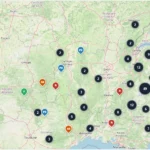 Carte interactive des via ferratas de France avec markers colorés par niveau de difficulté